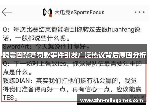 魏震因禁赛罚款事件引发广泛热议背后原因分析